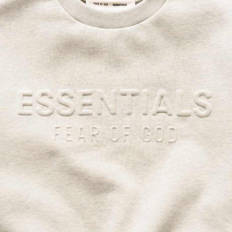 Kids Fear Of God Essentials Embossed Classic Crewneck Sweatshirt - Oatmeal Heather