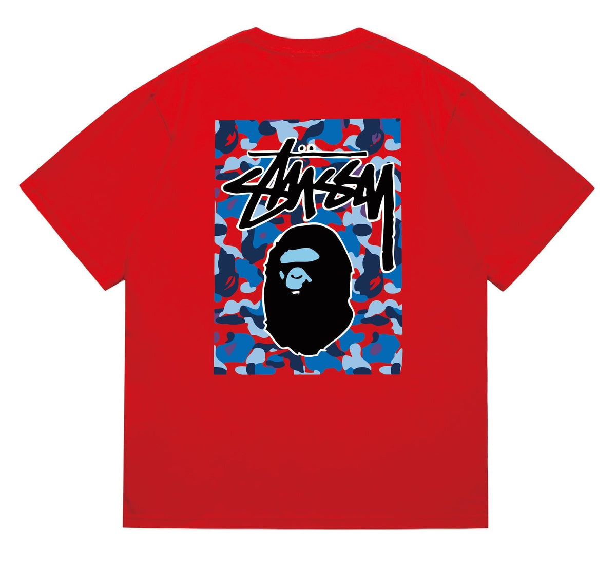 BAPE Blue Camo Black Ape Graphic T-Shirt
