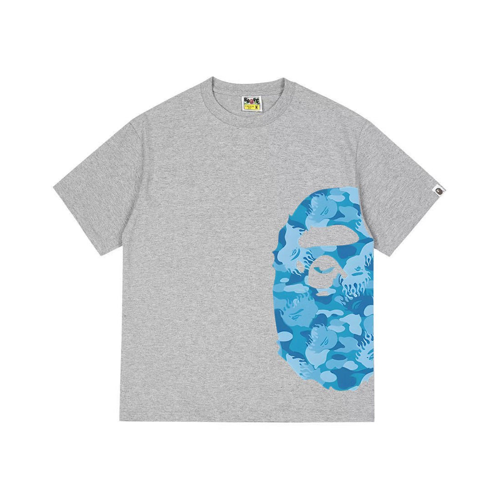 BAPE Blue Camo Ape-Head Side Graphic T-Shirt