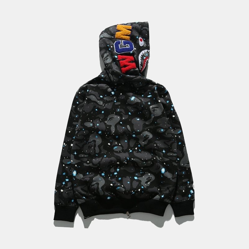 BAPE Black/Blue Tiger Shark Camo Zip Hoodie