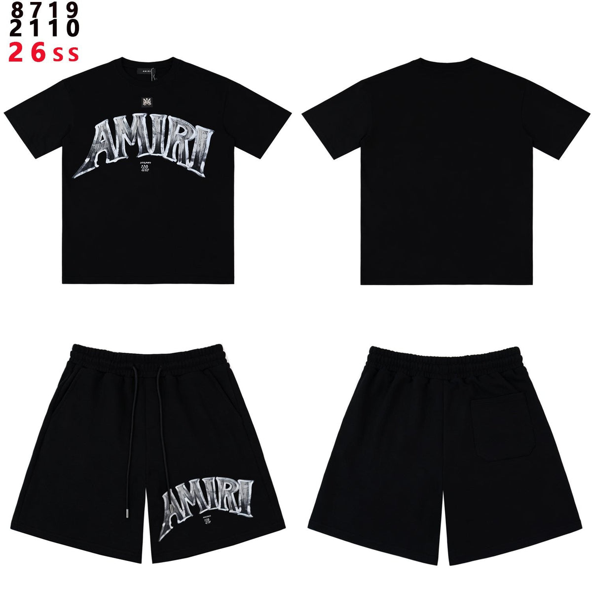 AMIRI Metallic Letter Graphic T-Shirt & Shorts Set