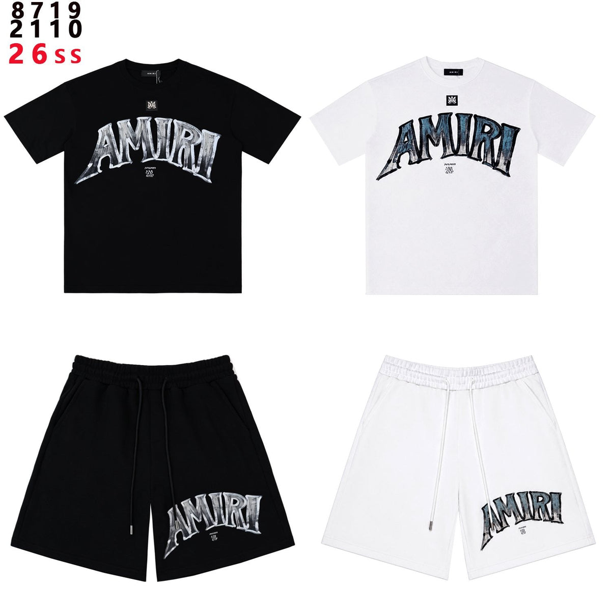 AMIRI Metallic Letter Graphic T-Shirt & Shorts Set