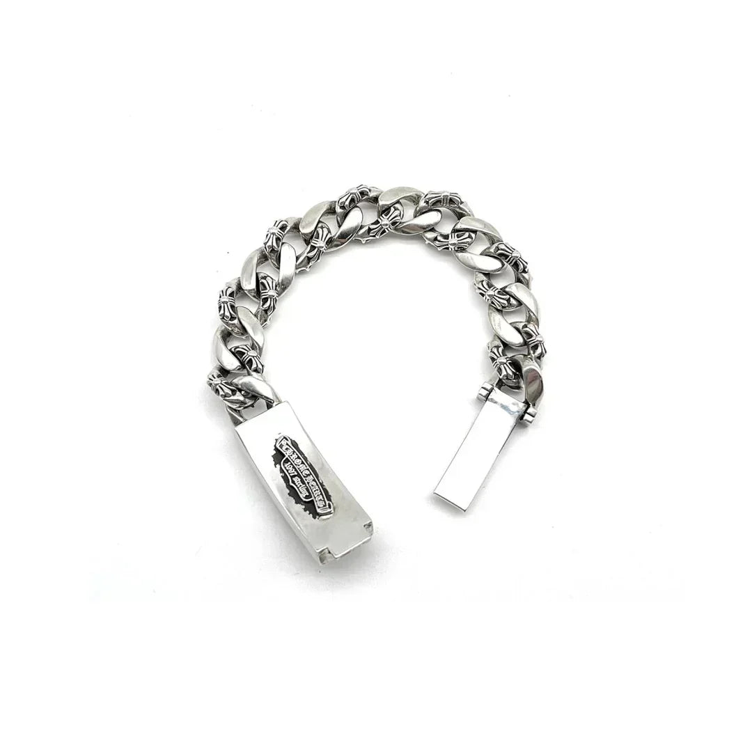 Chrome-Hearts Silver Cross Link Cuban Bracelet