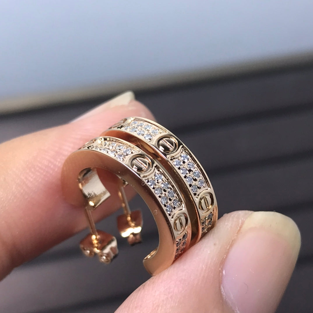 Cartier Love Pavé Hoop Earrings