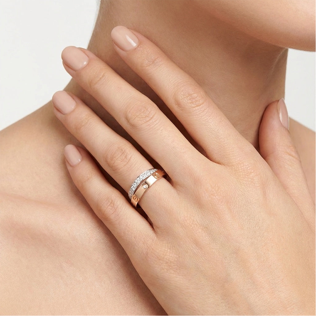 Cartier Love Pavé Double Band Ring