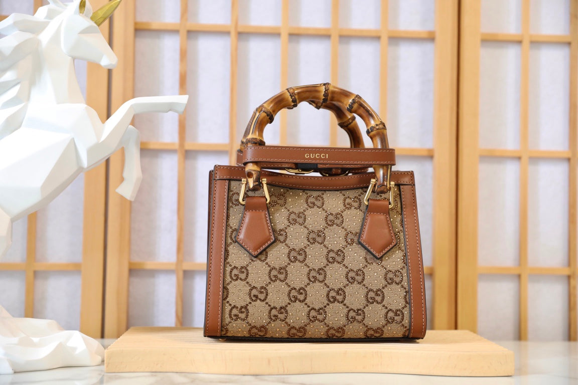 Gucci Diana Crystal Bamboo Top Handle Bag