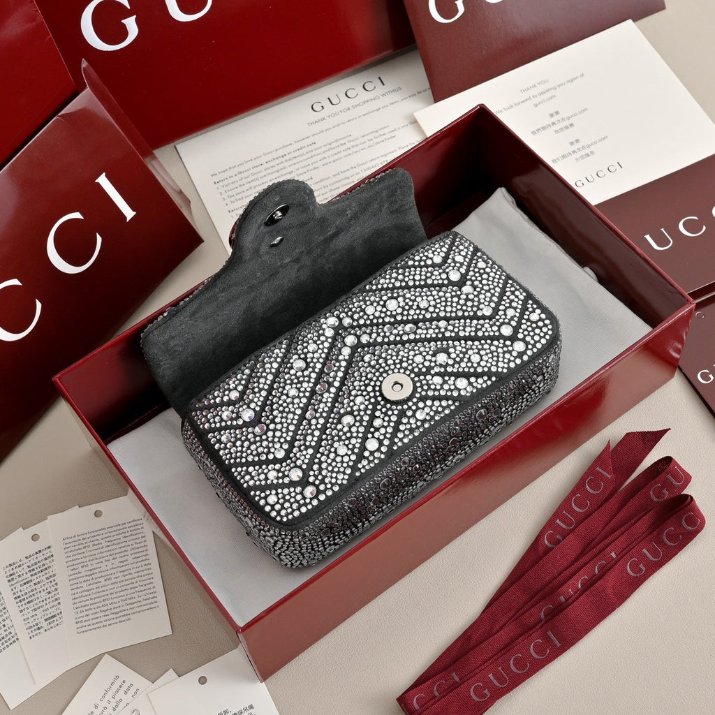 Gucci GG Marmont Crystal Mini Shoulder Bag